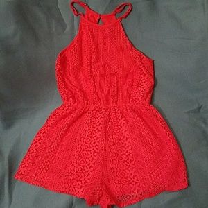 Miami lacey bright orange romper